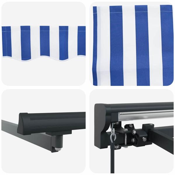 Einziehbare Markise Blaue und weiße Streifen 400 × 300 cm