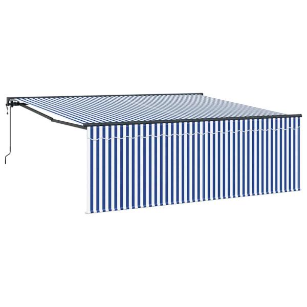 Einziehbare Markise Blaue und weiße Streifen 400 × 300 cm