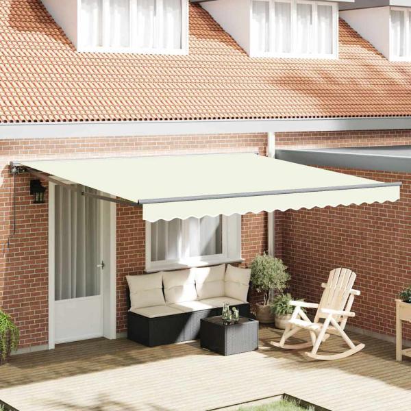 ARDEBO.de - Einziehbare Markise Creme 400x300 cm Polyester und Aluminium