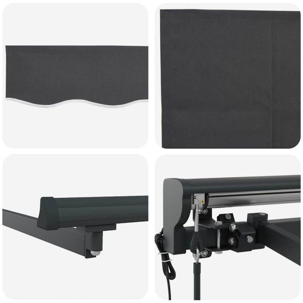 Einziehbare Markise Grau 400 × 300 cm Aluminium, Stoff