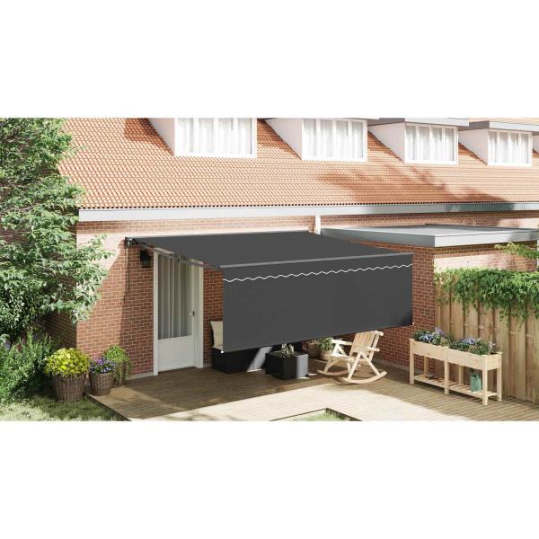 Einziehbare Markise Grau 400 × 300 cm Aluminium, Stoff
