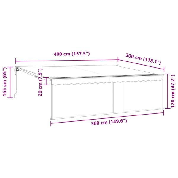 Einziehbare Markise Grau 400 × 300 cm Aluminium, Stoff