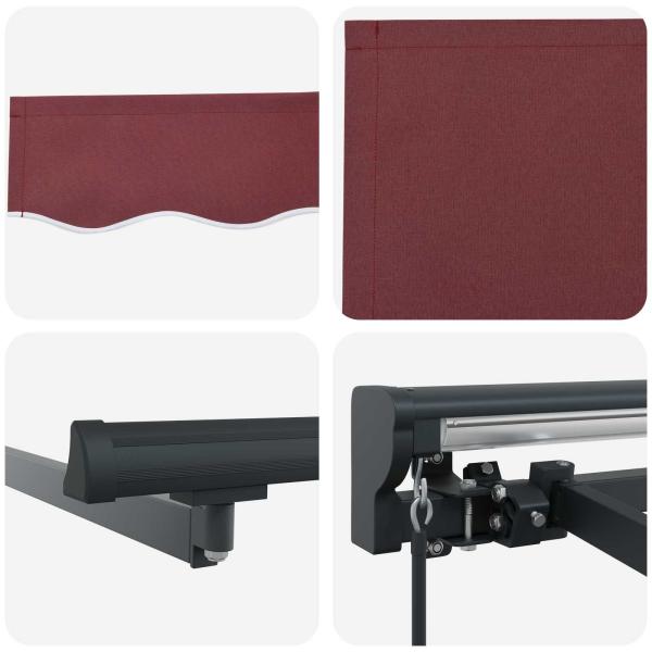 Einziehbare Markise Bordeauxrot 400x300 cm Polyester und Metall