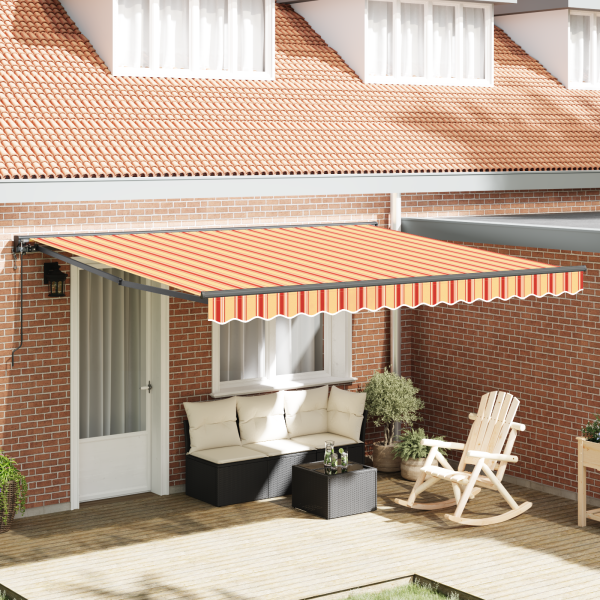 Einziehbare Markise Gelb und Orange 400x300 cm Polyester