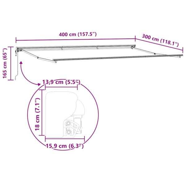 Einziehbare Markise Weiß 400x300 cm