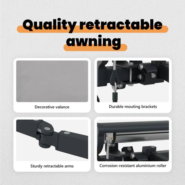Einziehbare Markise Hellgrau 400x300 cm