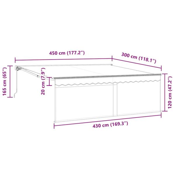 Einziehbare Markise Blau und Weiß Anthrazit 450 × 300 cm
