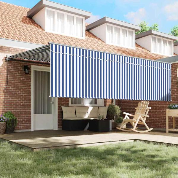 Einziehbare Markise Blau und Weiß Anthrazit 450 × 300 cm