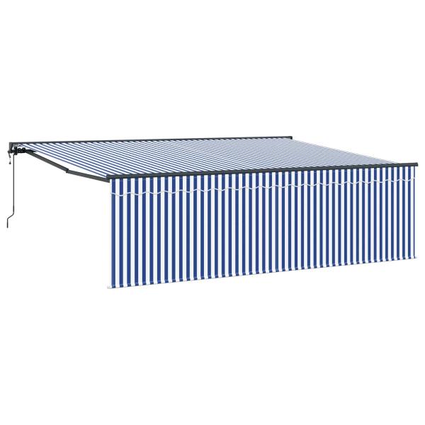 Einziehbare Markise Blau und Weiß Anthrazit 450 × 300 cm