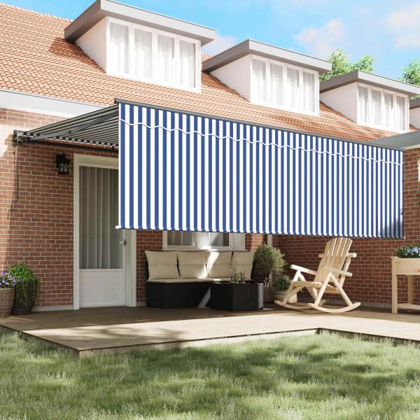 Einziehbare Markise Blau und Weiß Anthrazit 450 × 300 cm