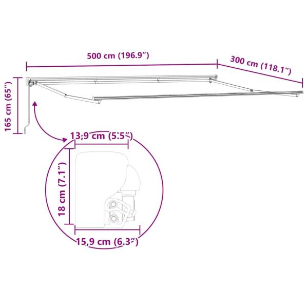 Einziehbare Markise Orange und Weiß 500x300 cm