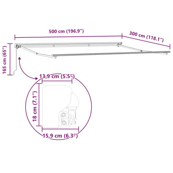 Einziehbare Markise Orange und Weiß 500x300 cm