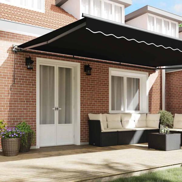 Einziehbare Markise Schwarz 500x300 cm Polyester und Aluminium