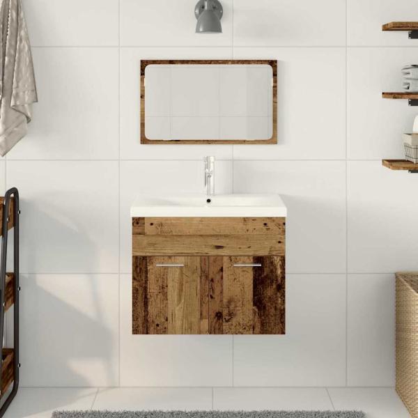 Badezimmermöbel-Set 3 Stk. Braun Holzwerkstoff