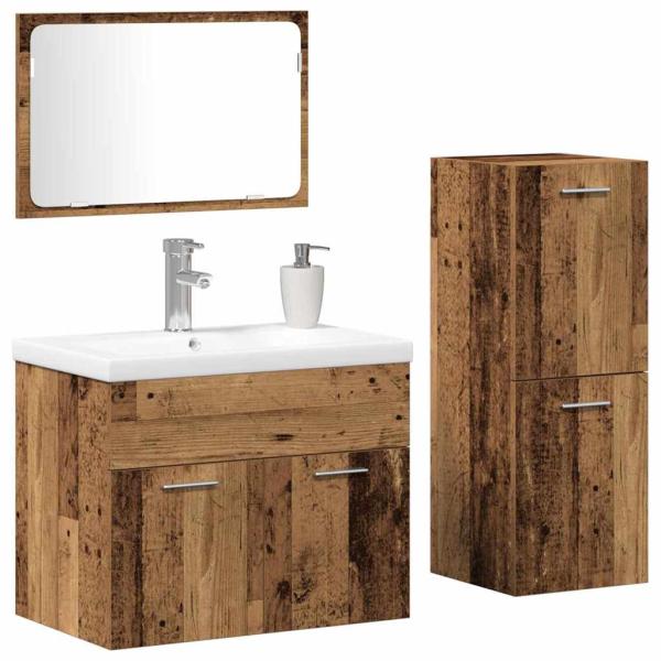 Sets Sonstiges 3 pcs Altes Holz 30 x 30 x 80 cm Holzwerkstoff