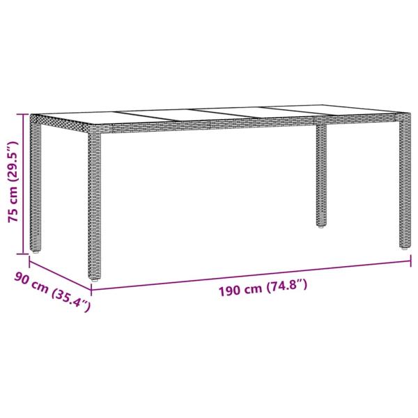 Garten Essgruppe 7 pcs Braun 190 x 90 x 75 cm Poly-Rattan