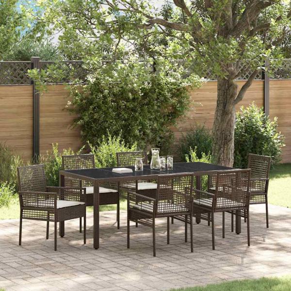 Garten Essgruppe 7 Stk. Braun Poly-Rattan