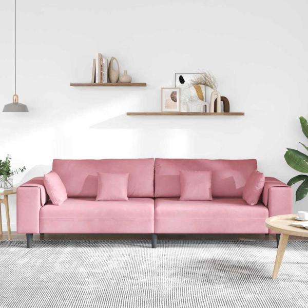 Samt Sofa mit Kissen mit Kissen Rosa 209 cm Samt