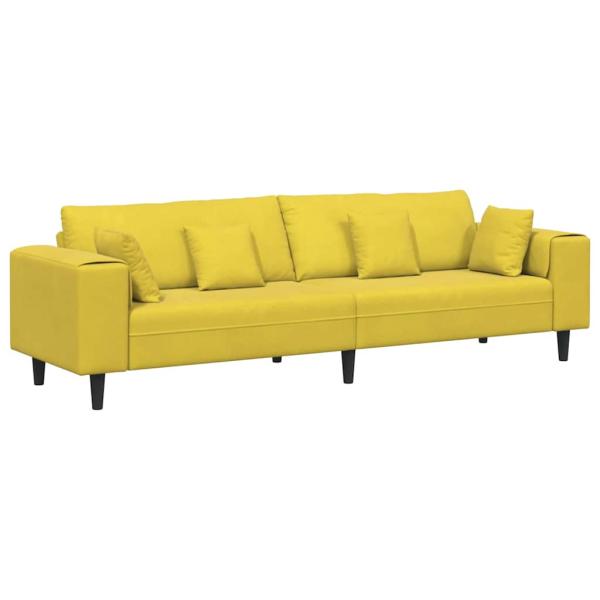 Samt Sofa mit Kissen mit Kissen Gelb 210 cm Samt