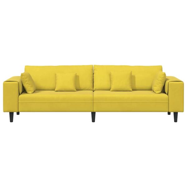 Samt Sofa mit Kissen mit Kissen Gelb 210 cm Samt