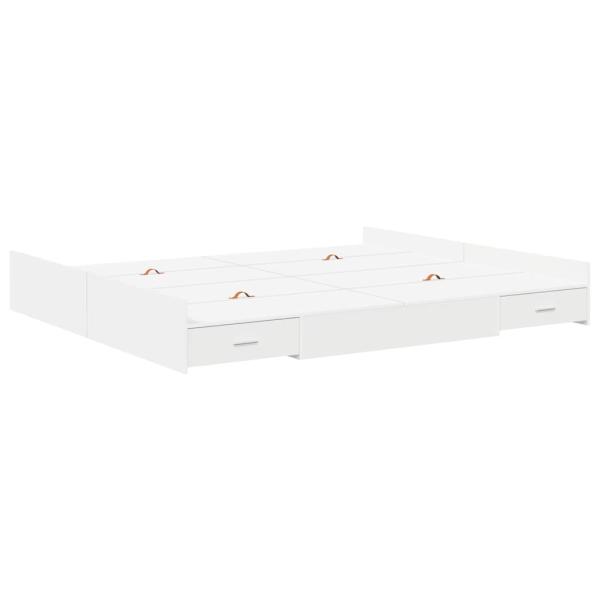 Bett mit Stauraum Weiß 200 x 200 cm Wuchsplatte und Spanplatte