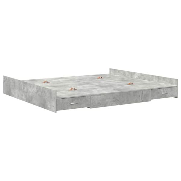 Bett mit Stauraum mit Schubladen mit Kopfteil mit Speicher Betongrau 200 x 200 cm