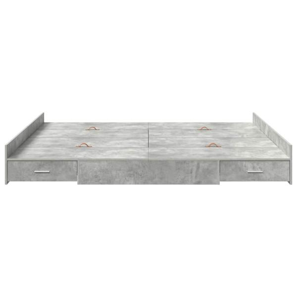 Bett mit Stauraum mit Schubladen mit Kopfteil mit Speicher Betongrau 200 x 200 cm