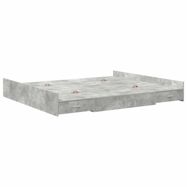 Bett mit Stauraum mit Schubladen mit Kopfteil mit Speicher Betongrau 200 x 200 cm