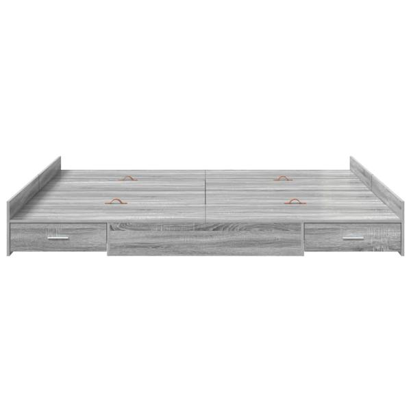 Bett mit Stauraum mit Schubladen mit Kopfteil mit Speicher Grau Sonoma 200 x 200 cm