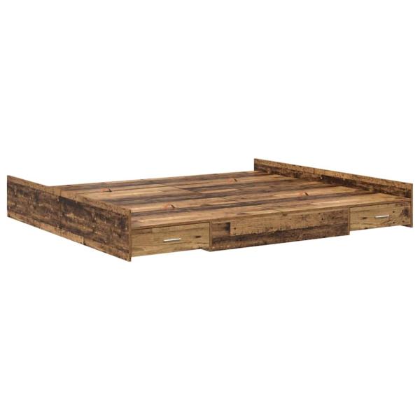 Bett mit Stauraum mit Schubladen mit Kopfteil mit Speicher Altholz 200 x 200 cm