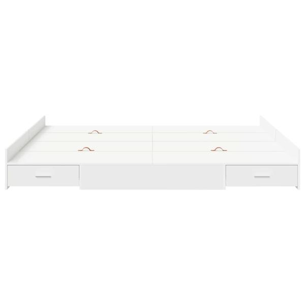 Bett mit Stauraum Weiß 180 x 200 cm Wuchsplatte und Spanplatte