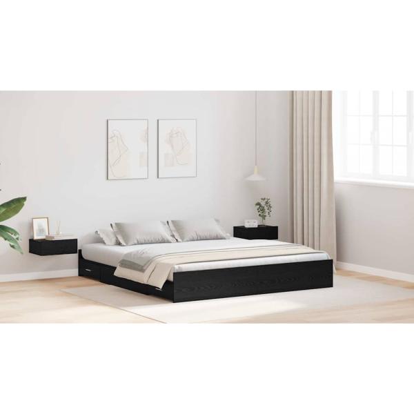 Bett mit Stauraum mit Schubladen mit Kopfteil mit Speicher Schwarze Eiche 180 x 200 cm