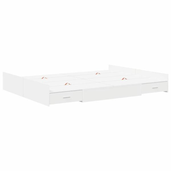 Bett mit Stauraum Weiß 160 x 200 cm Wuchsplatte und Spanplatte
