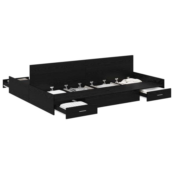 Aufbewahrungsbettgestell Schwarz Eichen-Optik 160 x 200 cm