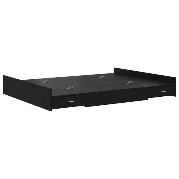 Aufbewahrungsbettgestell Schwarz Eichen-Optik 160 x 200 cm