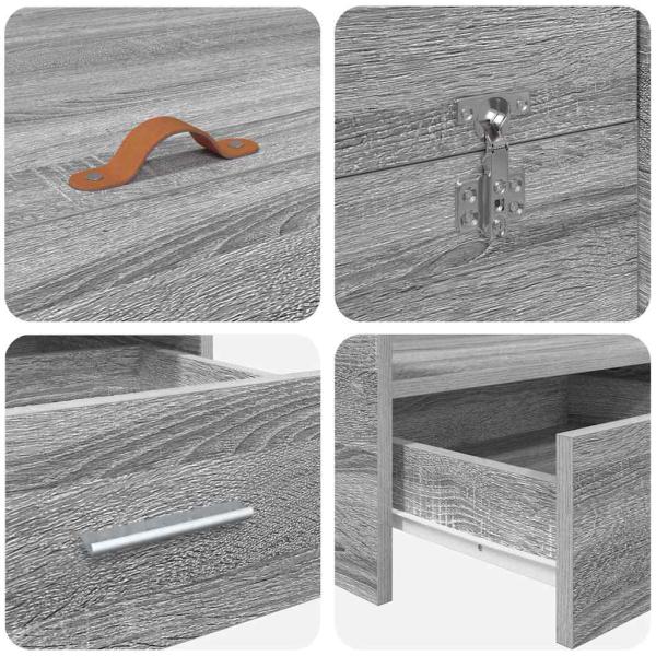 Bett mit Stauraum mit Schubladen mit Kopfteil mit Speicher Grau Sonoma 160 x 200 cm