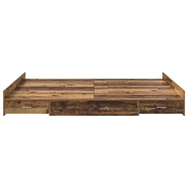Bett mit Stauraum mit Schubladen mit Kopfteil mit Speicher Altholz 160 x 200 cm