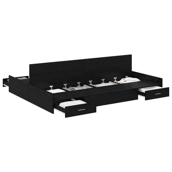 Bett mit Stauraum mit Schubladen mit Kopfteil mit Speicher Schwarze Eiche 150 x 200 cm
