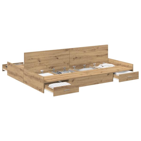 ARDEBO.de - Bett mit Stauraum Eiche handwerklich 140 x 200 cm Melamin