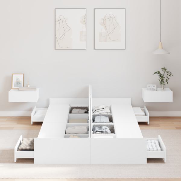 Aufbewahrungsbettgestell Weiß 120 x 200 cm Holzwerkstoff