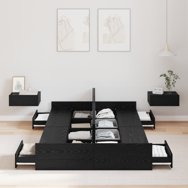 Bett mit Stauraum Schwarze Eiche 120 x 200 cm Holz