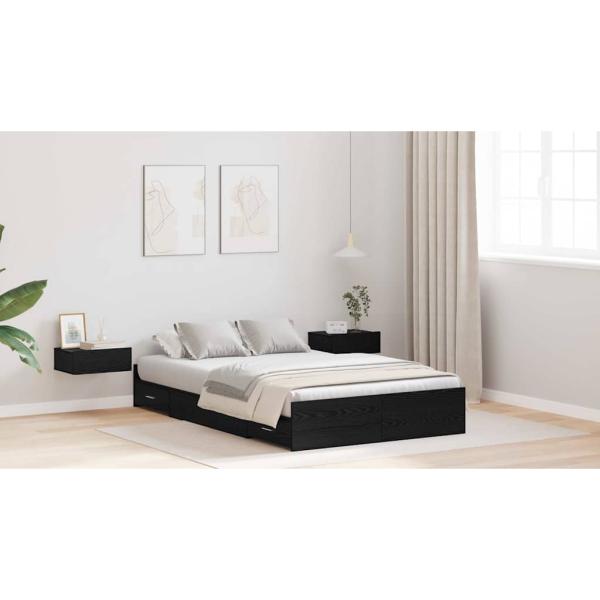 Bett mit Stauraum Schwarze Eiche 120 x 200 cm Holz