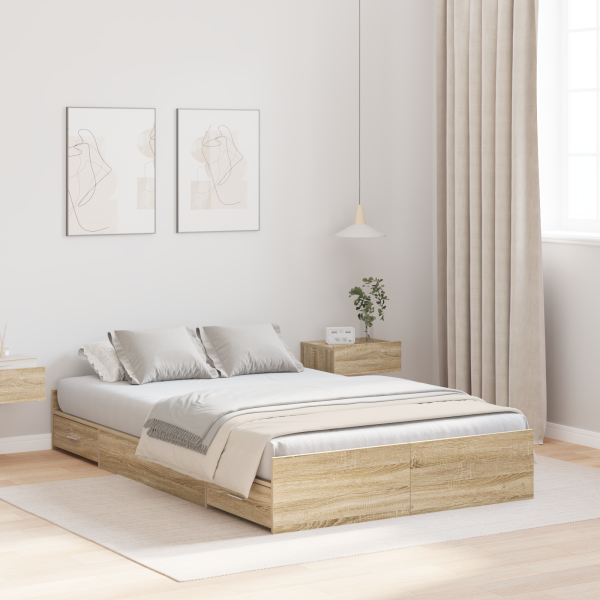 Bett mit Stauraum Sonoma Eiche 120 x 200 cm Holzwerkstoff