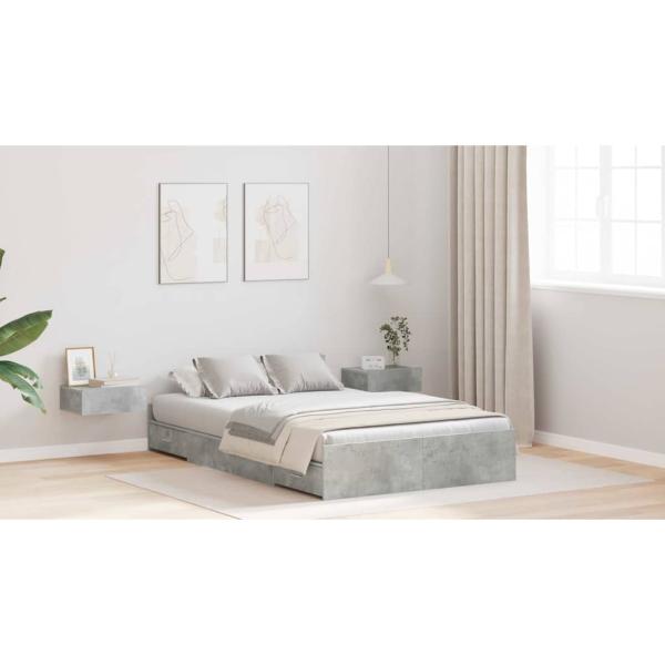 Bett mit Stauraum Betongrau 120 x 200 cm Melaminplatte