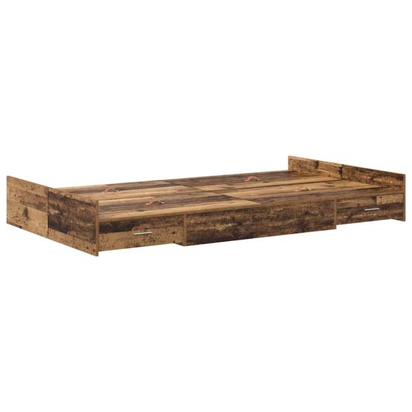 Bett mit Stauraum mit Schubladen mit Kopfteil mit Speicher Altholz 120 x 200 cm Holz