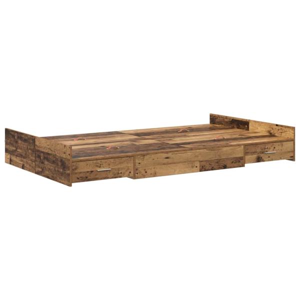 Bett mit Stauraum mit Schubladen mit Kopfteil mit Speicher Altholz 120 x 200 cm Holz
