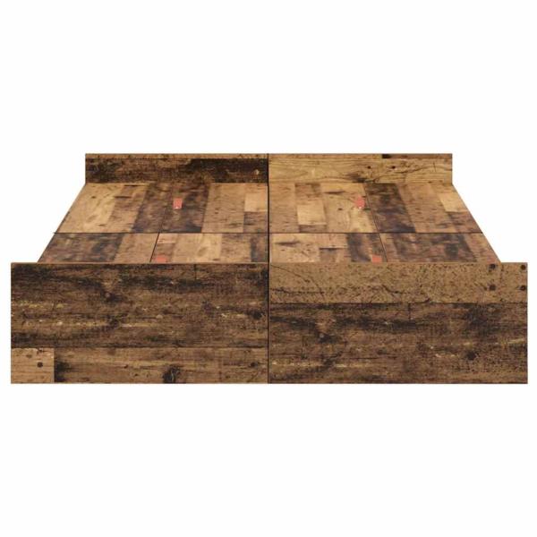 Bett mit Stauraum mit Schubladen mit Kopfteil mit Speicher Altholz 120 x 200 cm Holz