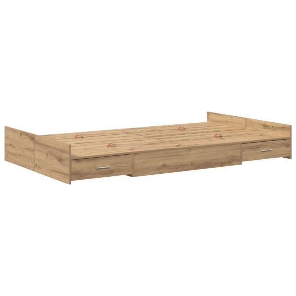 Bett mit Stauraum Eiche handwerklich 120 x 200 cm Melamin