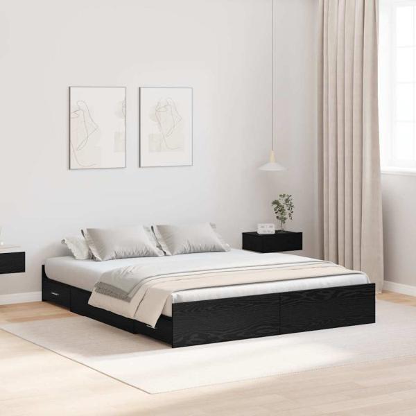 ARDEBO.de - Bett mit Stauraum Schwarze Eiche 140 x 190 cm Holzwerkstoff