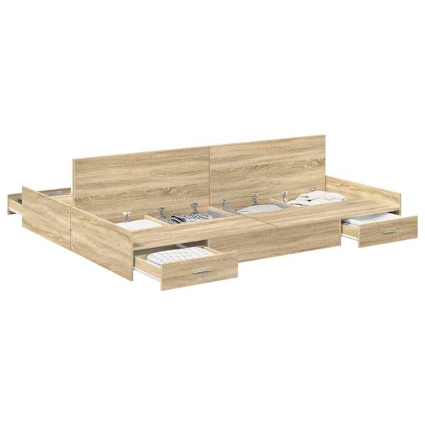 Bett mit Stauraum Sonoma Eiche 140 x 190 cm Melamin
